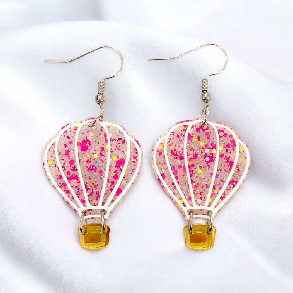 Pink Hot Air Balloon Earrings